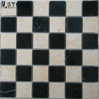 black Stone Wall Tile Decoration Mosaic Panel white color cheap